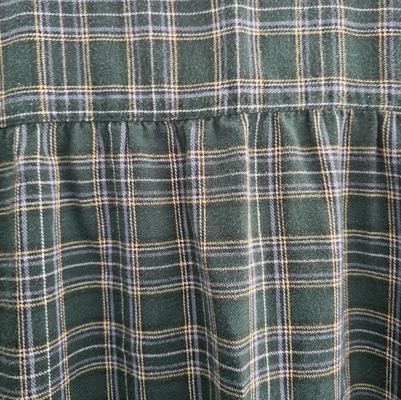 L.L. Bean Style Plaid Cotton Nightgown Green Flannel Cottagecore Sz L Cabin-core - Picture 9 of 12